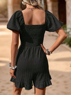 Smocked Ruffle Hem Playsuit Lightweight Breathable One Piece Luxe Exclusive