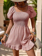 Smocked Ruffle Hem Playsuit Lightweight Breathable One Piece Luxe Exclusive