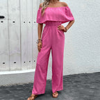 Pink Off Shoulder Wide Leg Jumpsuit Luxe Collection Exclusive
