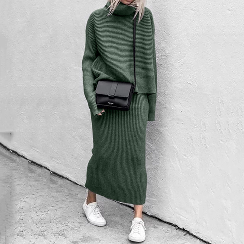 Knitted Coordinated Set Roll Neck Ribbed Knit Collection Exclusive