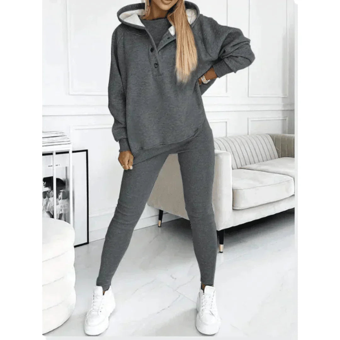 Luxe Collection Women's Three Piece Set Hoodie Cami Leggings Premium Knit