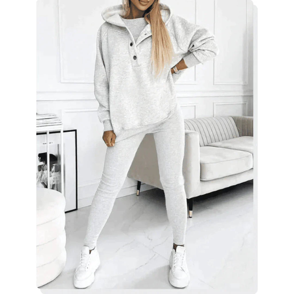 Luxe Collection Women's Three Piece Set Hoodie Cami Leggings Premium Knit