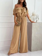 Chic Off-Shoulder Jumpsuit With Ruffles Wide-Leg Limited Edition