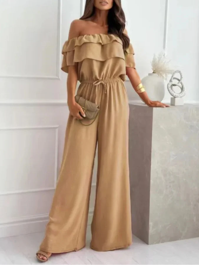 Chic Off-Shoulder Jumpsuit With Ruffles Wide-Leg Limited Edition