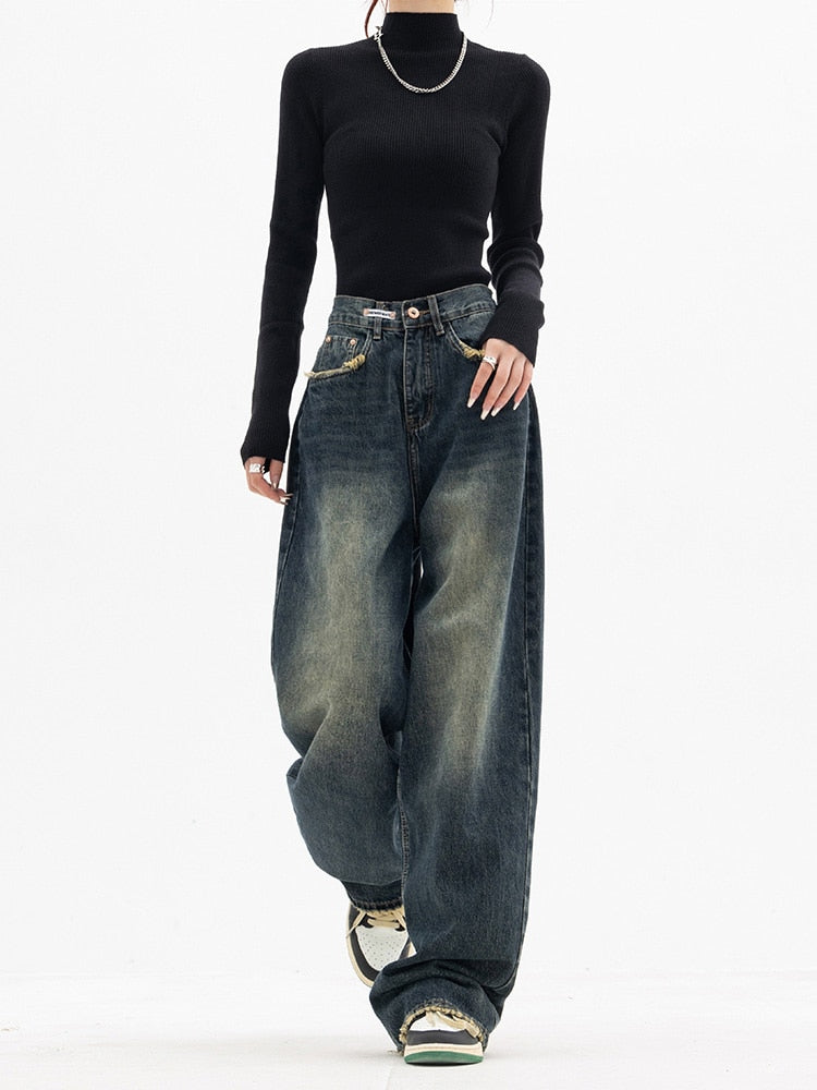 Premium Denim Baggy Wide Leg Jeans High Rise Limited Collection