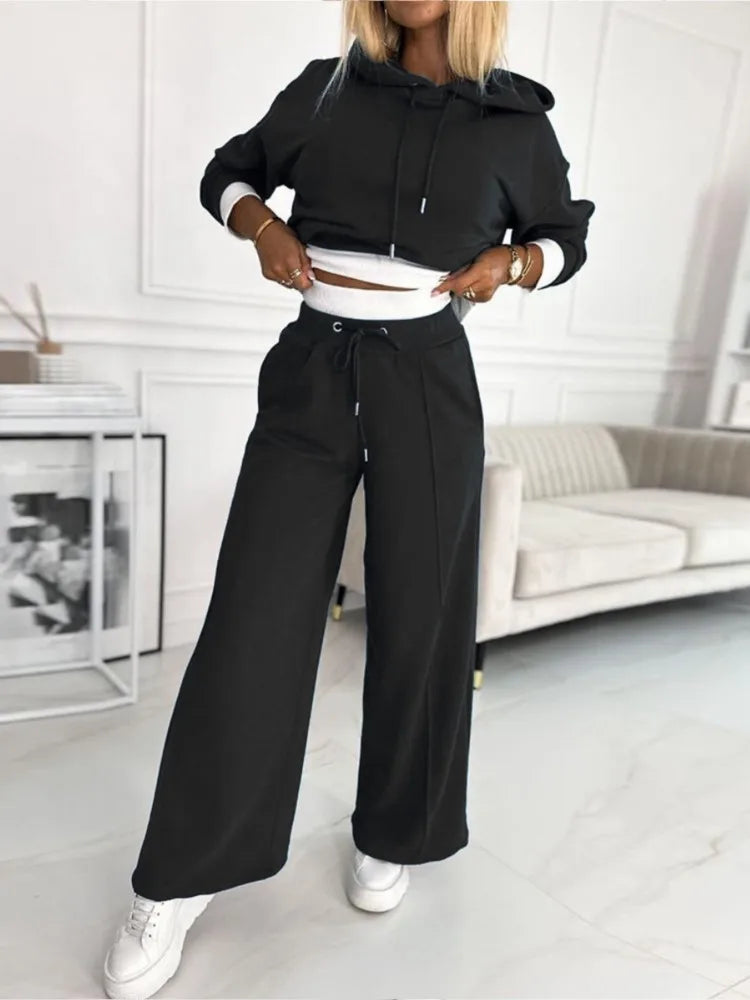 Luxe Jersey Collection Two Piece Set Hooded Top And Drawstring Trousers Limited