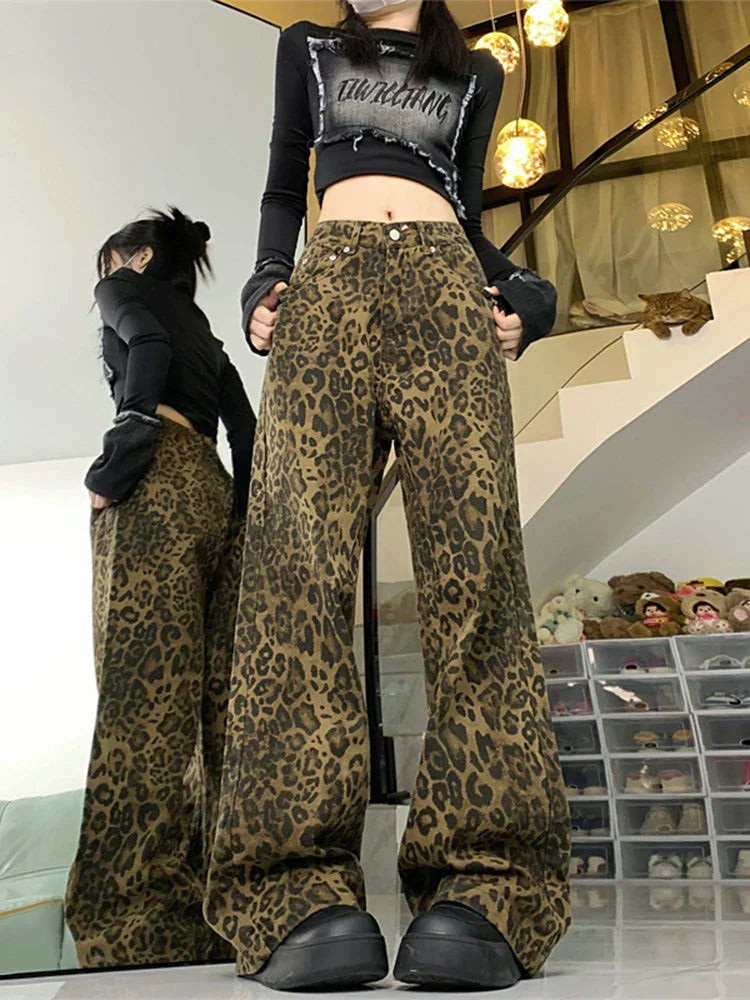 Leopard Print Wide Leg Jeans Vintage Collection Exclusive Edition