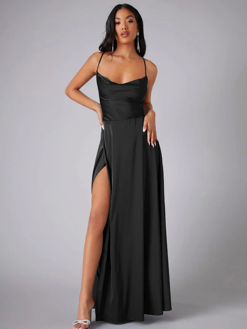 Silk Maxi Dress Open Back Criss Cross Exclusive Collection For Eveningwear