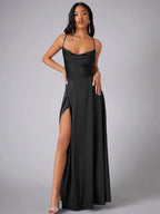 Silk Maxi Dress Open Back Criss Cross Exclusive Collection For Eveningwear