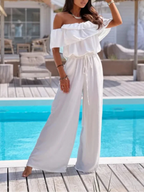 Chic Off-Shoulder Jumpsuit With Ruffles Wide-Leg Limited Edition