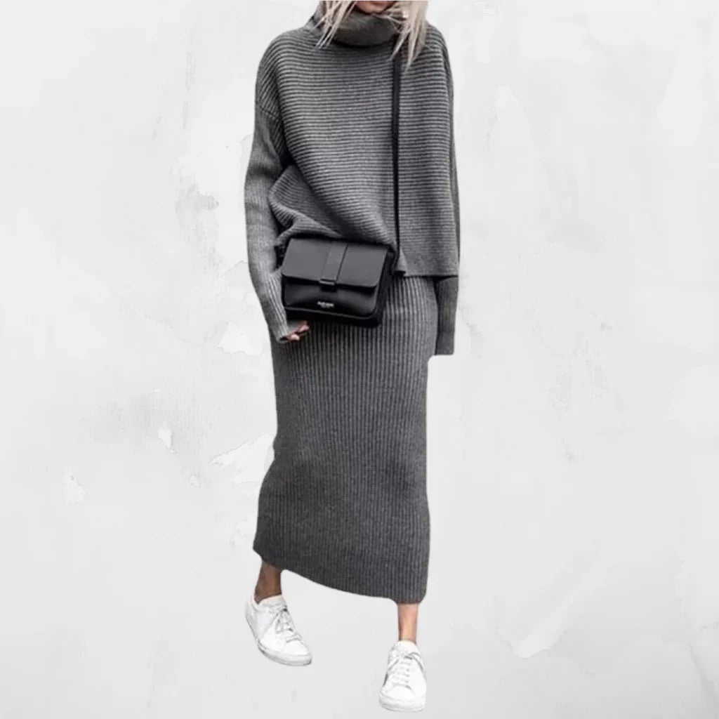 Knitted Coordinated Set Roll Neck Ribbed Knit Collection Exclusive