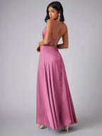 Silk Maxi Dress Open Back Criss Cross Exclusive Collection For Eveningwear