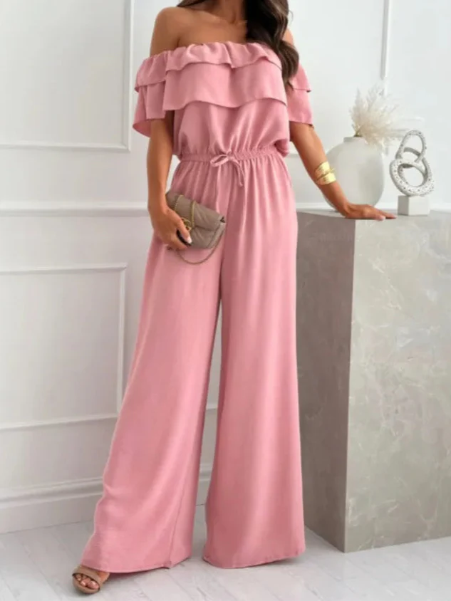 Chic Off-Shoulder Jumpsuit With Ruffles Wide-Leg Limited Edition