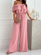 Chic Off-Shoulder Jumpsuit With Ruffles Wide-Leg Limited Edition
