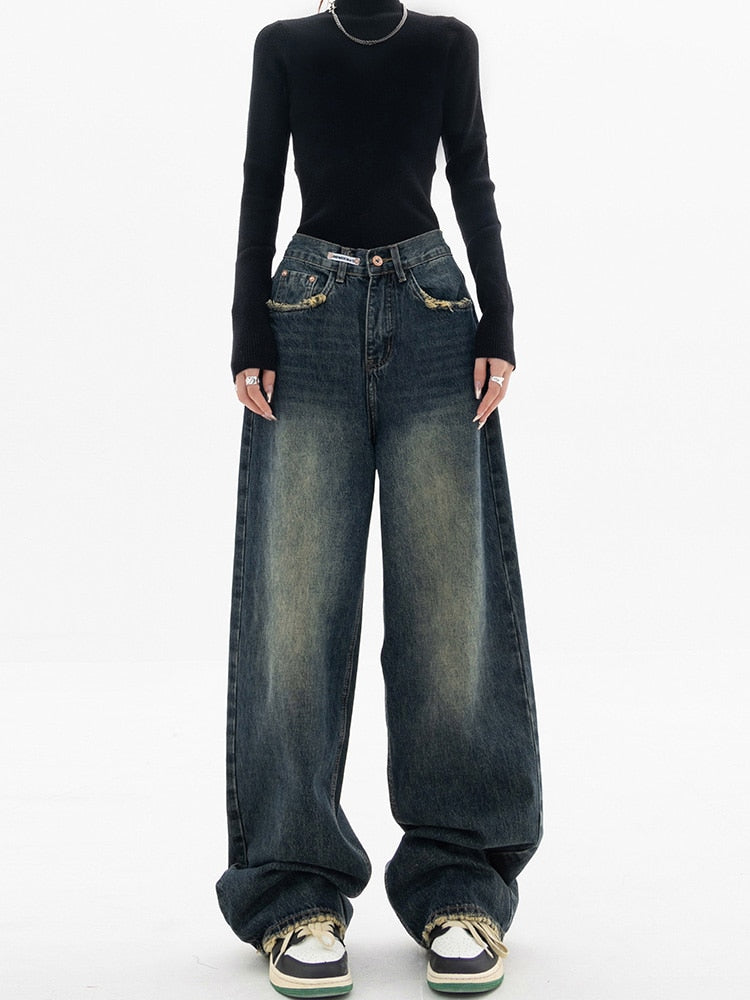 Premium Denim Baggy Wide Leg Jeans High Rise Limited Collection