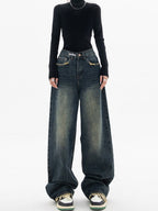 Premium Denim Baggy Wide Leg Jeans High Rise Limited Collection