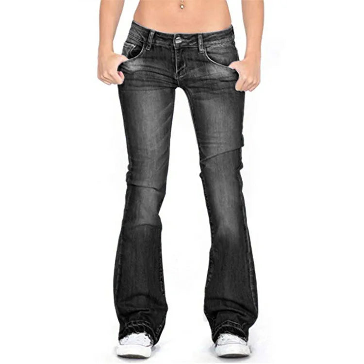 Womens Low Rise Flared Jeans Premium Denim Collection Limited Edition