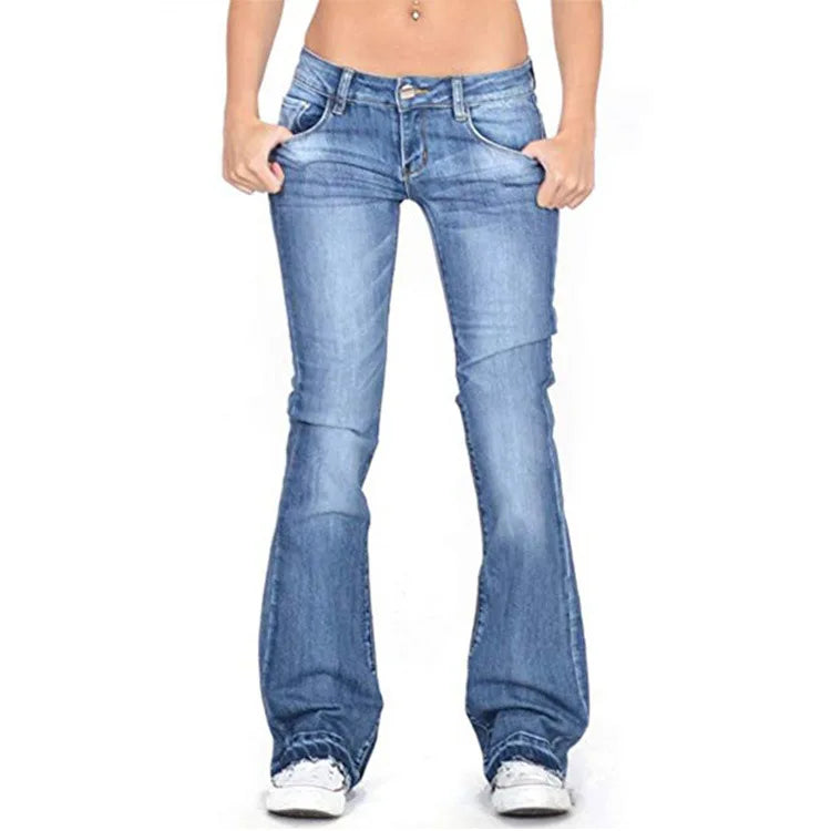 Womens Low Rise Flared Jeans Premium Denim Collection Limited Edition