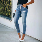 Premium Denim Collection High Waisted Slim Fit Jeans Ripped Button Fly Limited Edition
