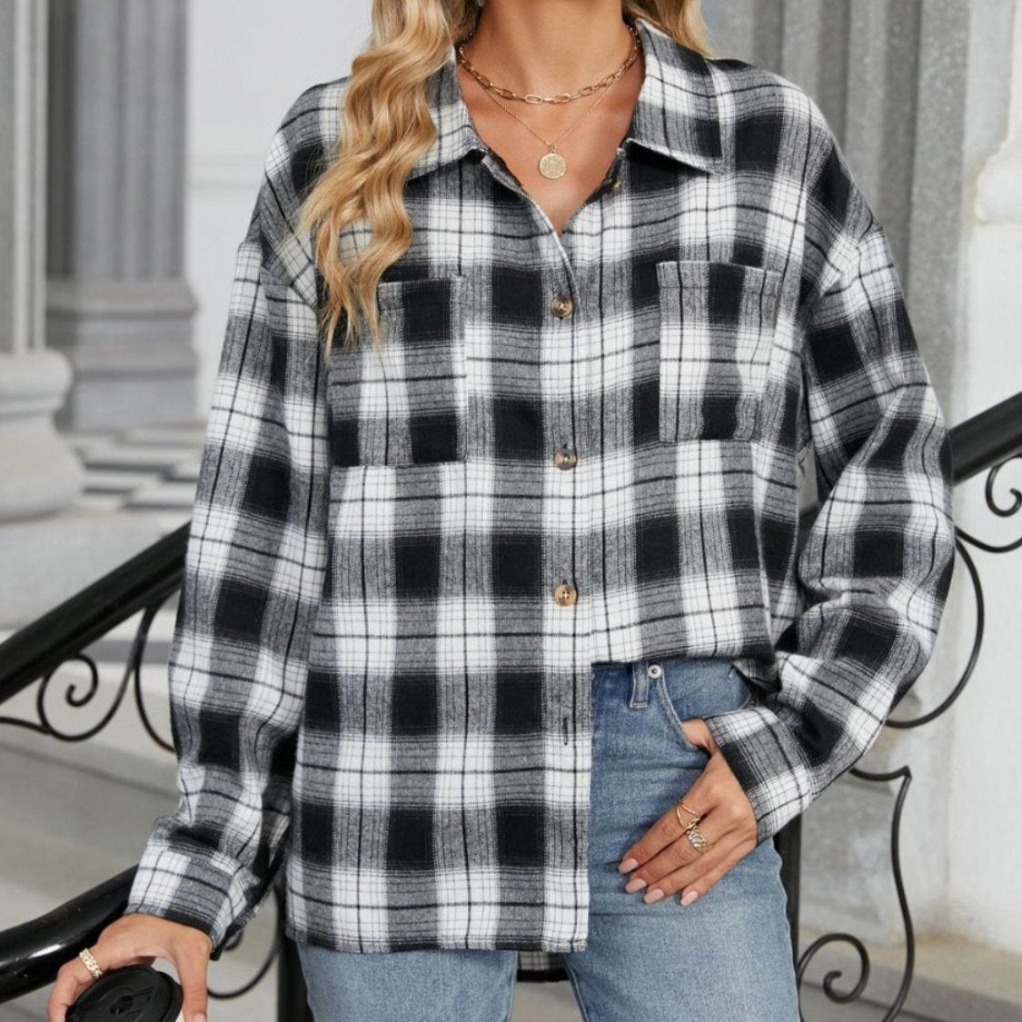 Cotton Heritage Plaid Shirt For Women Button Front Chest Pockets Limited Edition