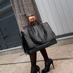 Chic Black Leather Limited Shoulder Bag For Women