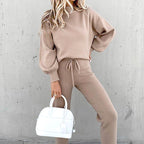 Women's Loungewear Set Luxe Lounge Exclusive Balloon Sleeve Top and Drawstring Trousers