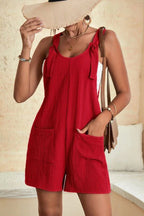 Luxe Linen Romper For Women Relaxed Fit With Adjustable Tie Straps Limited Edition