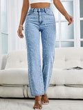 Pearl Embellished High-Waisted Straight Jeans for Women Exclusive