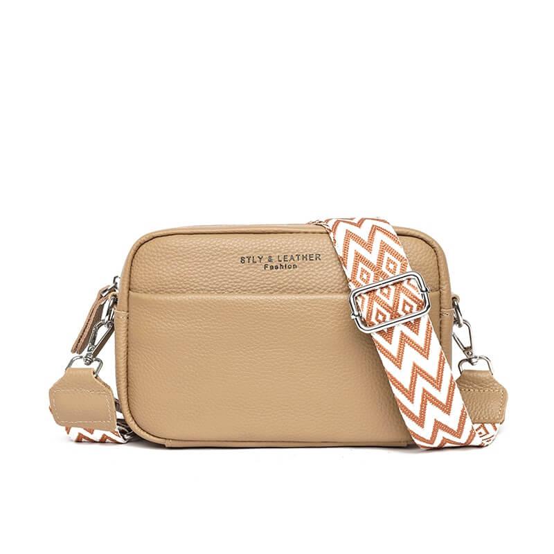 Boxy Womens Crossbody Bag Calfskin Leather Collection Limited Patterned Strap