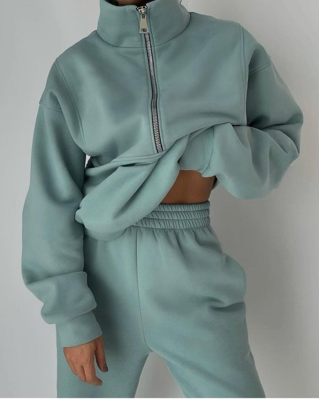 Premium Luxe Collection Limited Loungewear Set Quarter Zip Top Elasticated Trousers