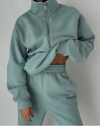 Premium Luxe Collection Limited Loungewear Set Quarter Zip Top Elasticated Trousers