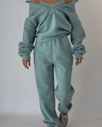 Premium Luxe Collection Limited Loungewear Set Quarter Zip Top Elasticated Trousers