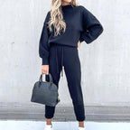 Women's Loungewear Set Luxe Lounge Exclusive Balloon Sleeve Top and Drawstring Trousers