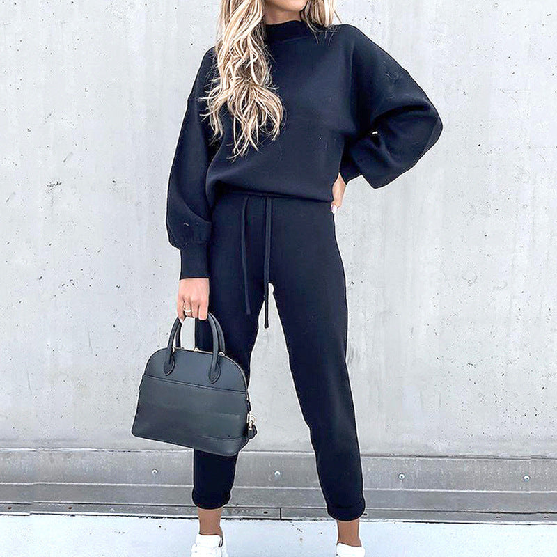 Women's Loungewear Set Luxe Lounge Exclusive Balloon Sleeve Top and Drawstring Trousers
