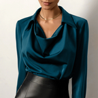 Silk Cowl Neck Blouse Womens Limited Edition Luxury Collection