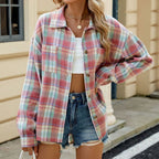 Cotton Heritage Plaid Shirt For Women Button Front Chest Pockets Limited Edition