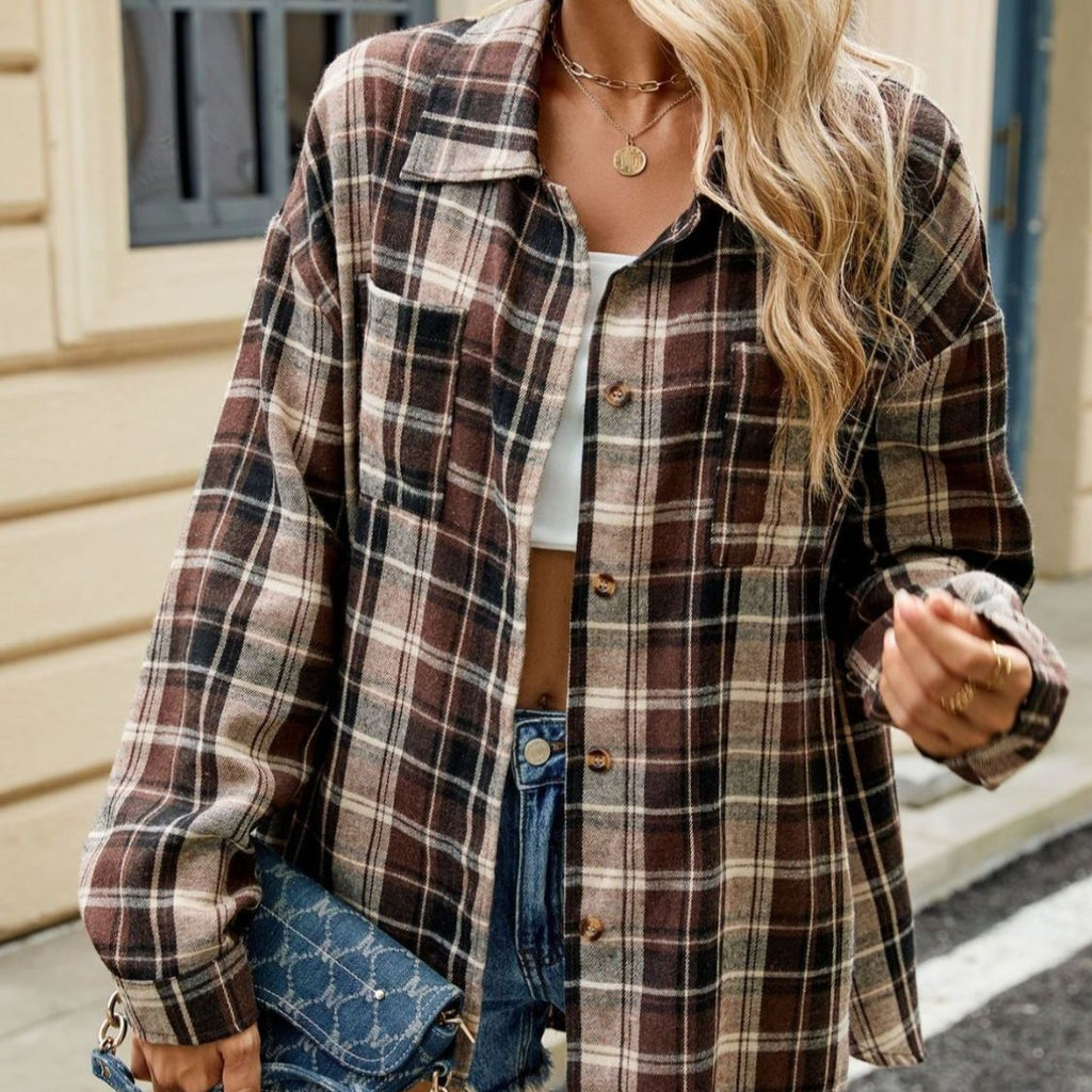 Cotton Heritage Plaid Shirt For Women Button Front Chest Pockets Limited Edition