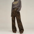 Leopard Print Denim Jeans With Belt Exclusive Collection Limited Edition