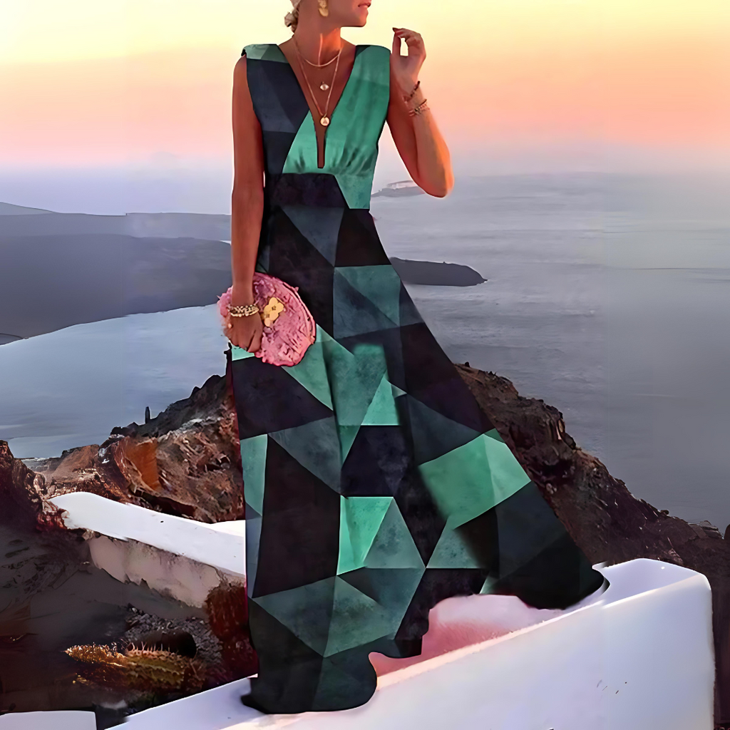 Silk Blend Sleeveless Printed Dress Luxe Collection Limited Edition