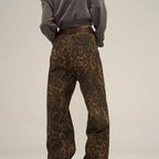 Leopard Print Denim Jeans With Belt Exclusive Collection Limited Edition