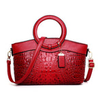 Crocodile Motif Leather Handbag Luxury Collection Limited Edition