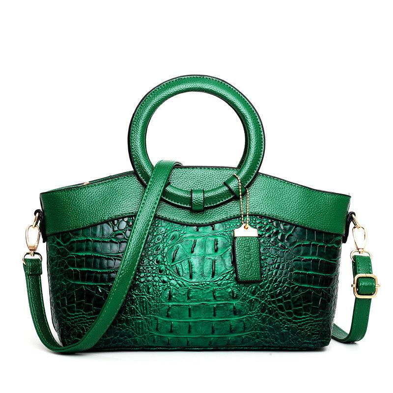 Crocodile Motif Leather Handbag Luxury Collection Limited Edition
