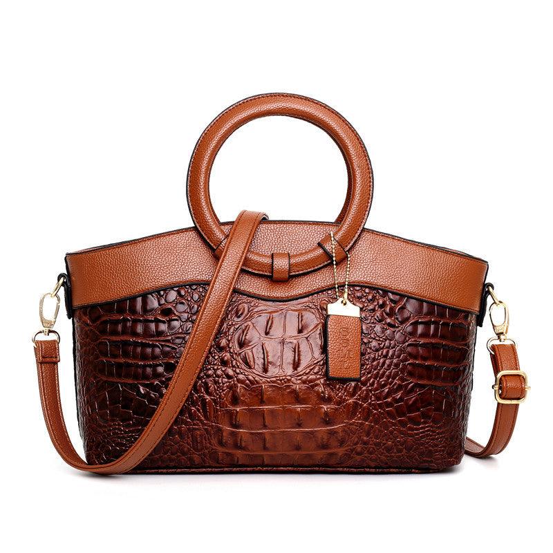 Crocodile Motif Leather Handbag Luxury Collection Limited Edition