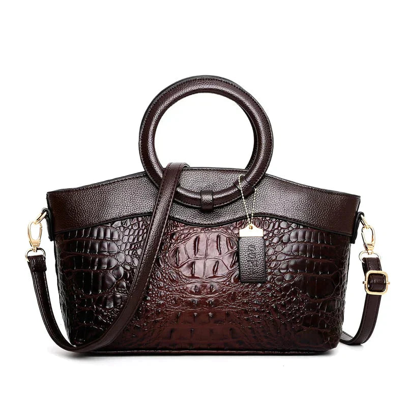 Crocodile Motif Leather Handbag Luxury Collection Limited Edition