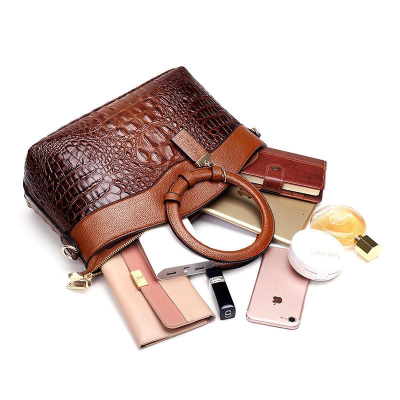 Crocodile Motif Leather Handbag Luxury Collection Limited Edition