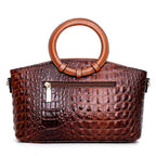 Crocodile Motif Leather Handbag Luxury Collection Limited Edition