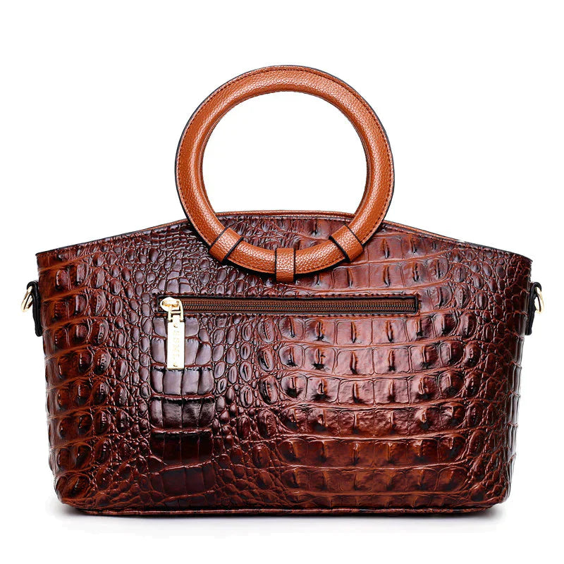 Crocodile Motif Leather Handbag Luxury Collection Limited Edition