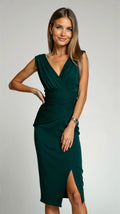 Timeless Luxe Crepe V Neck Sleeveless Midi Dress Exclusive Edition