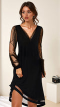 Crepe Luxe Evening Dress With Sheer Sleeves Black Collection Exclusive