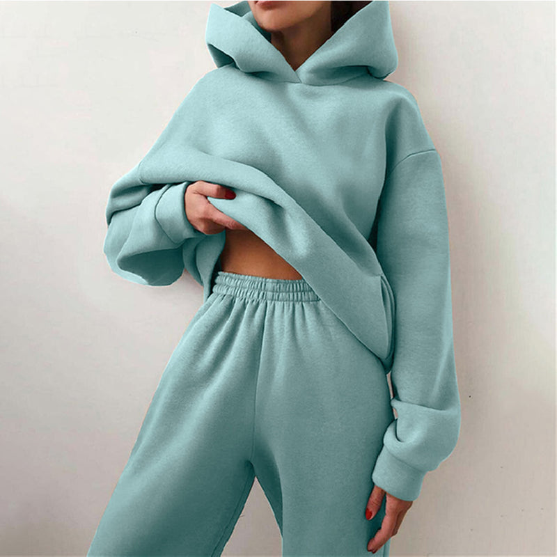 Luxe Velour Women's Loungewear Set Hoodie And Joggers Kangaroo Pocket Premium